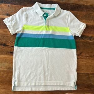 Mini Boden neon Stripe Pique Polo Shirt size 7-8Y